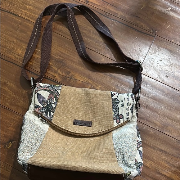 Sakroots Foldover Crossbody Bag in Cotton Canvas Pastel Spirit‎ Desert - Picture 1 of 7